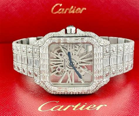 cartier skeleton watch iced out